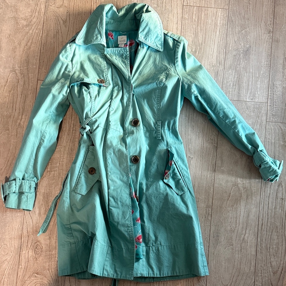 Lauren Conrad Women's Teal Trench Coat